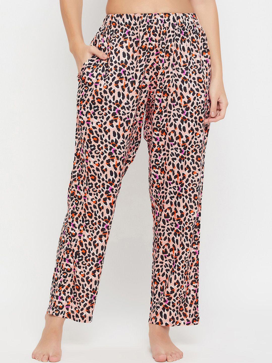 clovia women leopard printed straight-leg lounge pants