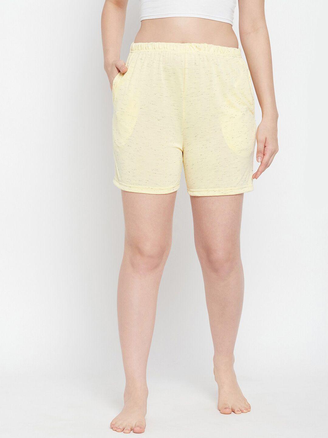 clovia women lounge shorts- lb0145d023xl-yellow