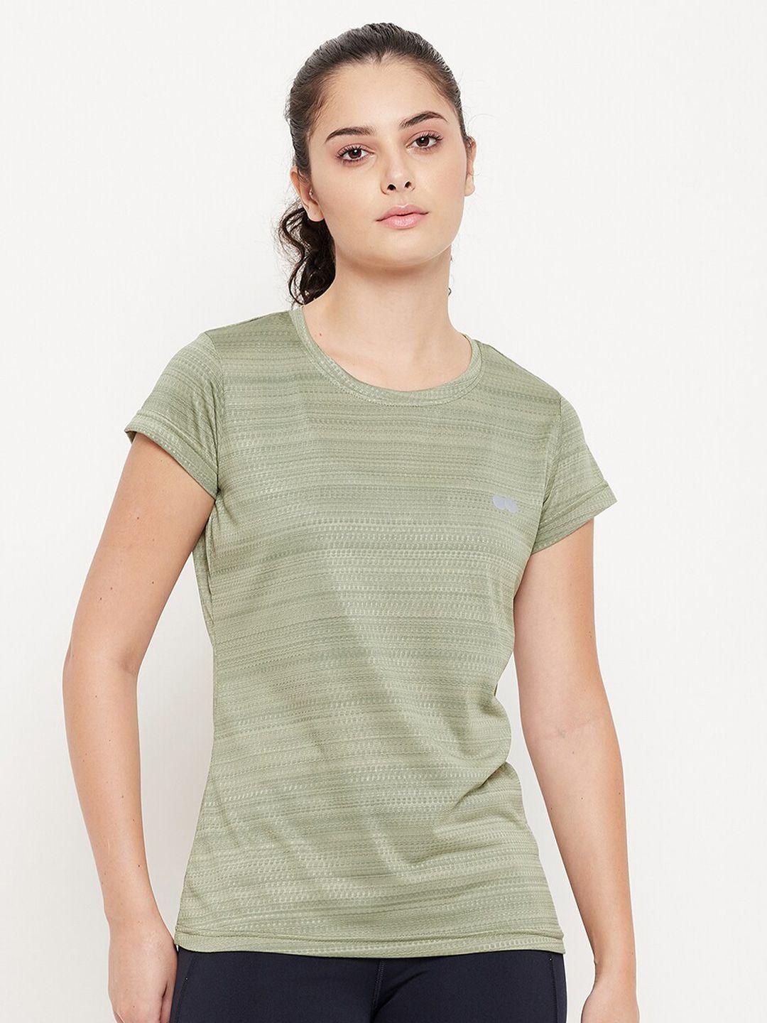 clovia women olive green comfort-fit active t-shirt