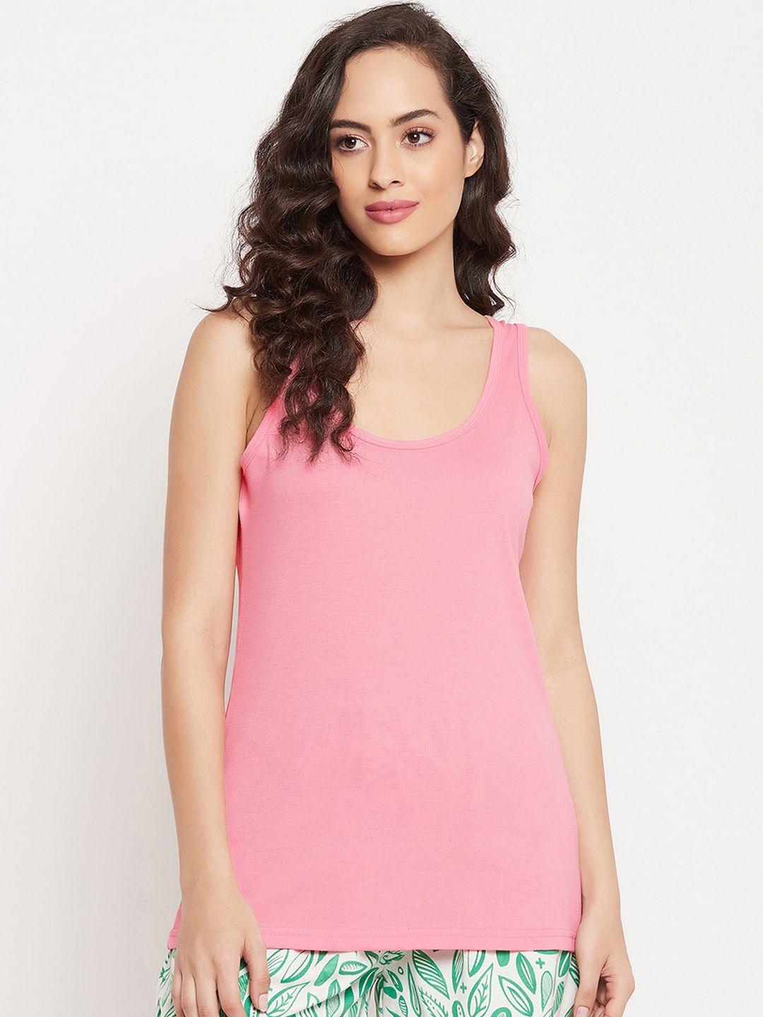 clovia women pink solid sleeveless tank top camisoles