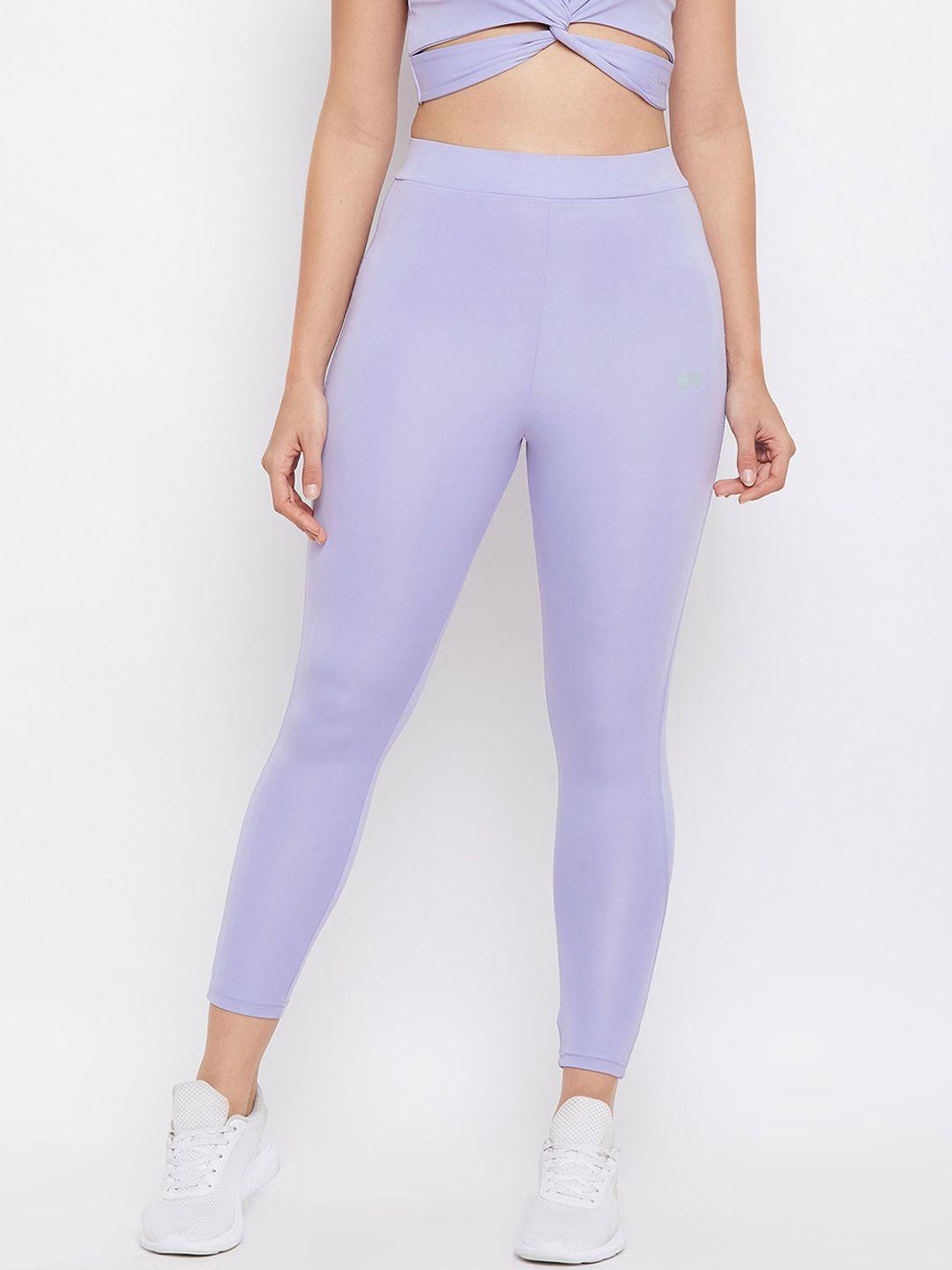 clovia women purple solid tights