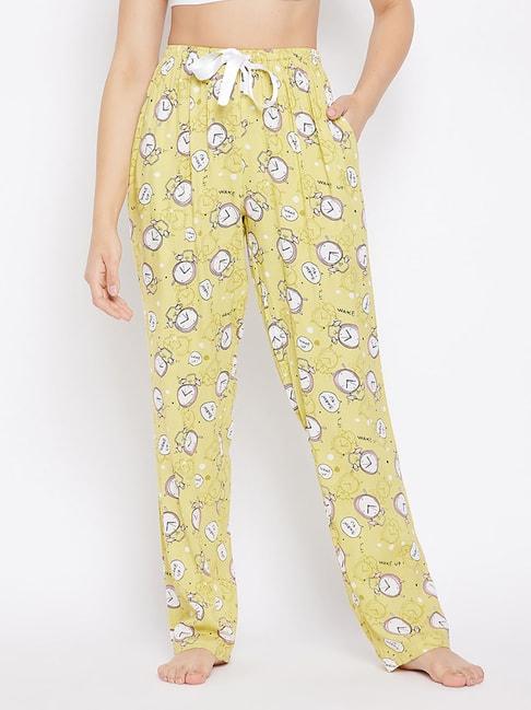 clovia yellow printed pyjamas