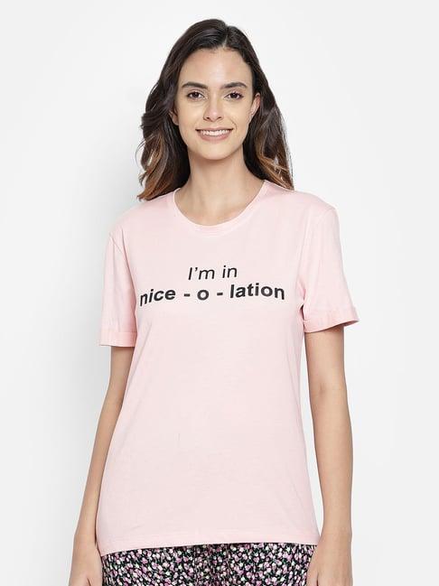 clovia baby pink graphic print t-shirt