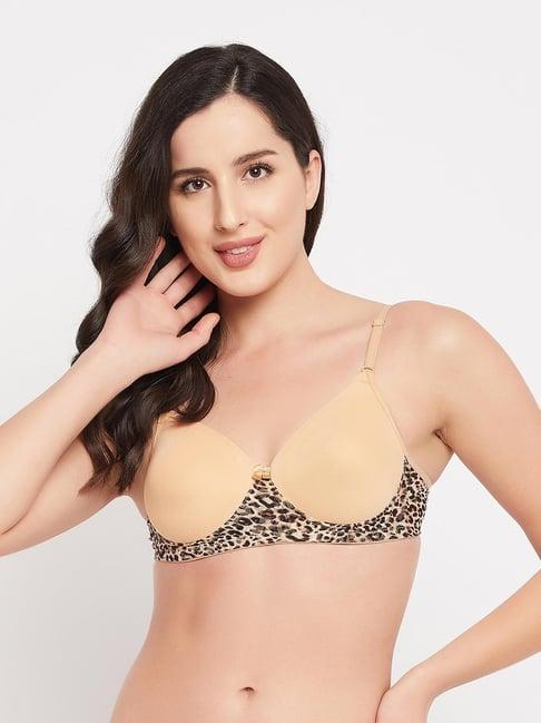 clovia beige animal print padded bra