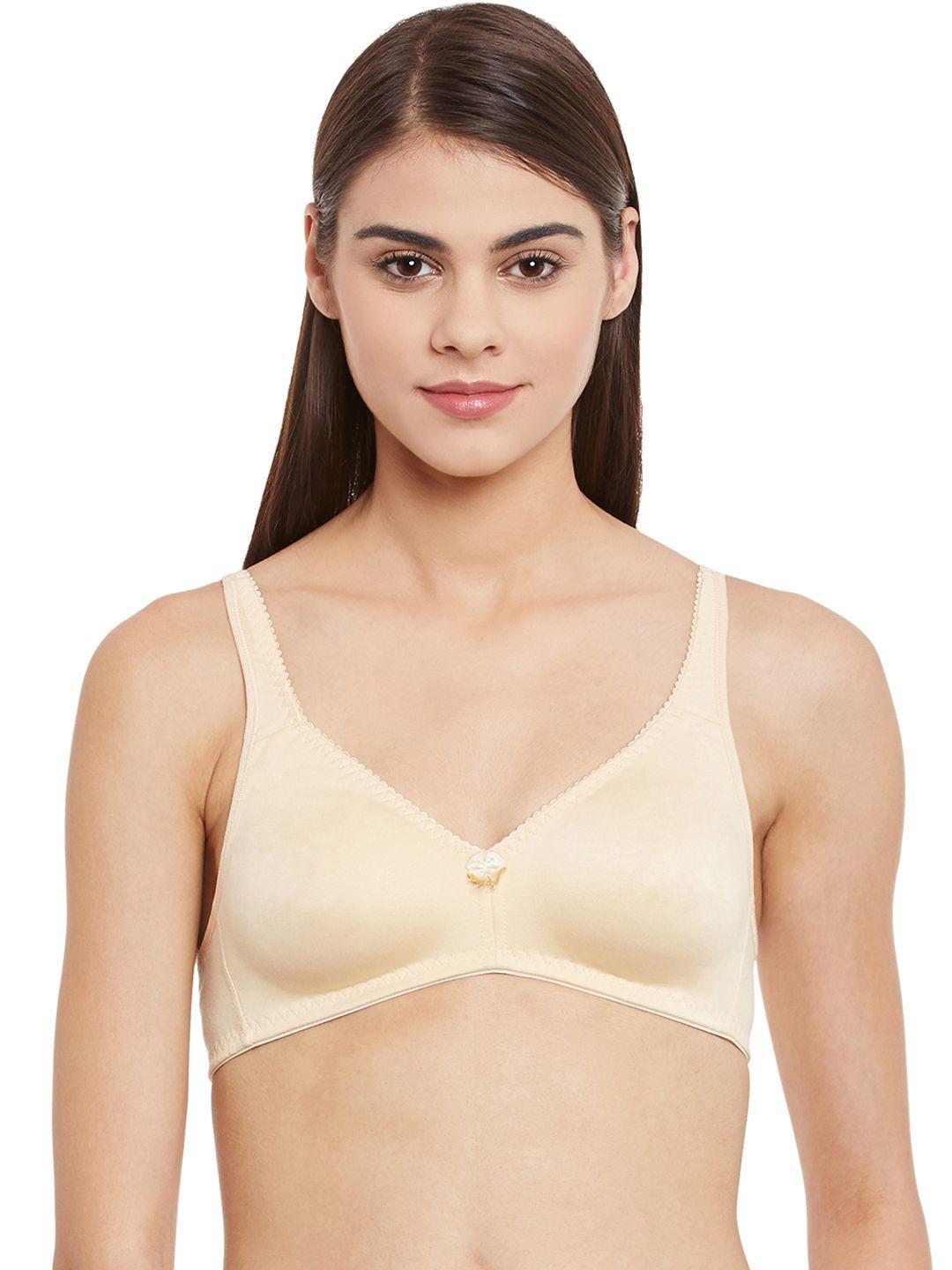 clovia beige cotton non-wired non-padded plus size bra with u back