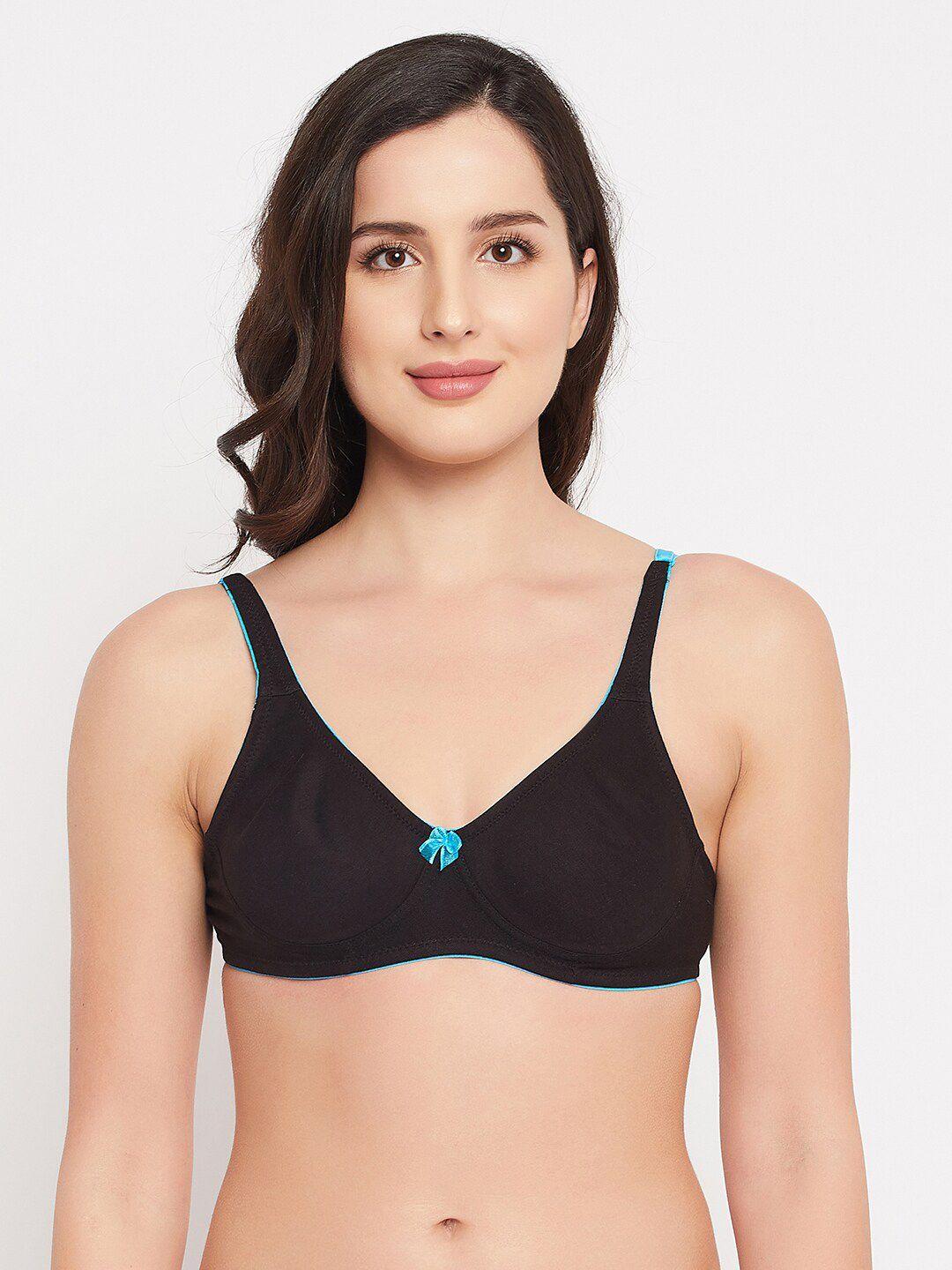 clovia black & blue non padded non wired bra