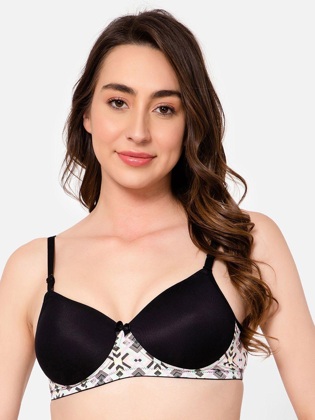 clovia black & white geometric bra lightly padded