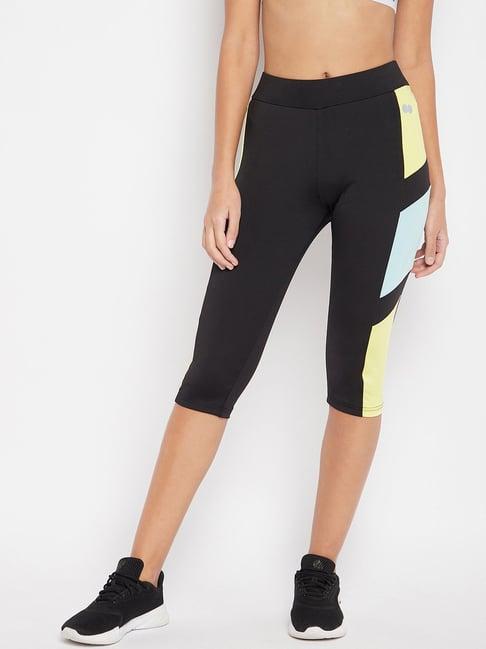 clovia black color-block capris