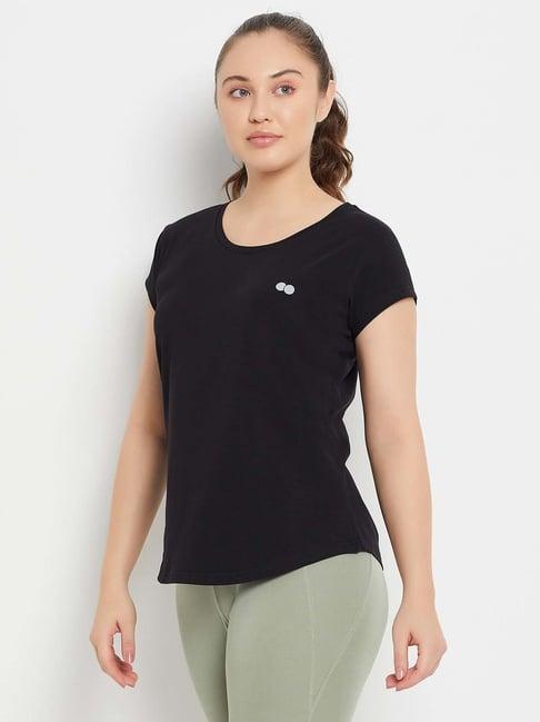 clovia black cotton sports t-shirt