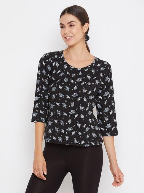 clovia black floral print t-shirt