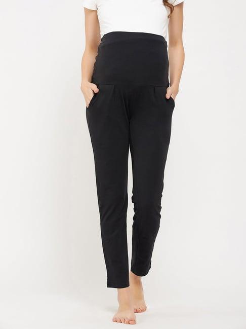 clovia black maternity cotton lounge pants