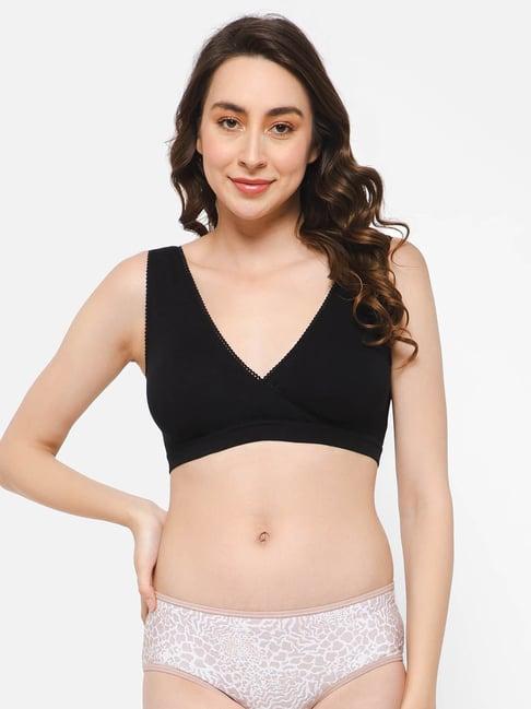 clovia black non-padded non-wired full cup slip-on cotton maternity feeding nursing bra