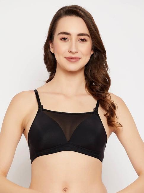 clovia black padded non-wired full figure cami-style maternity feeding nursing  bra