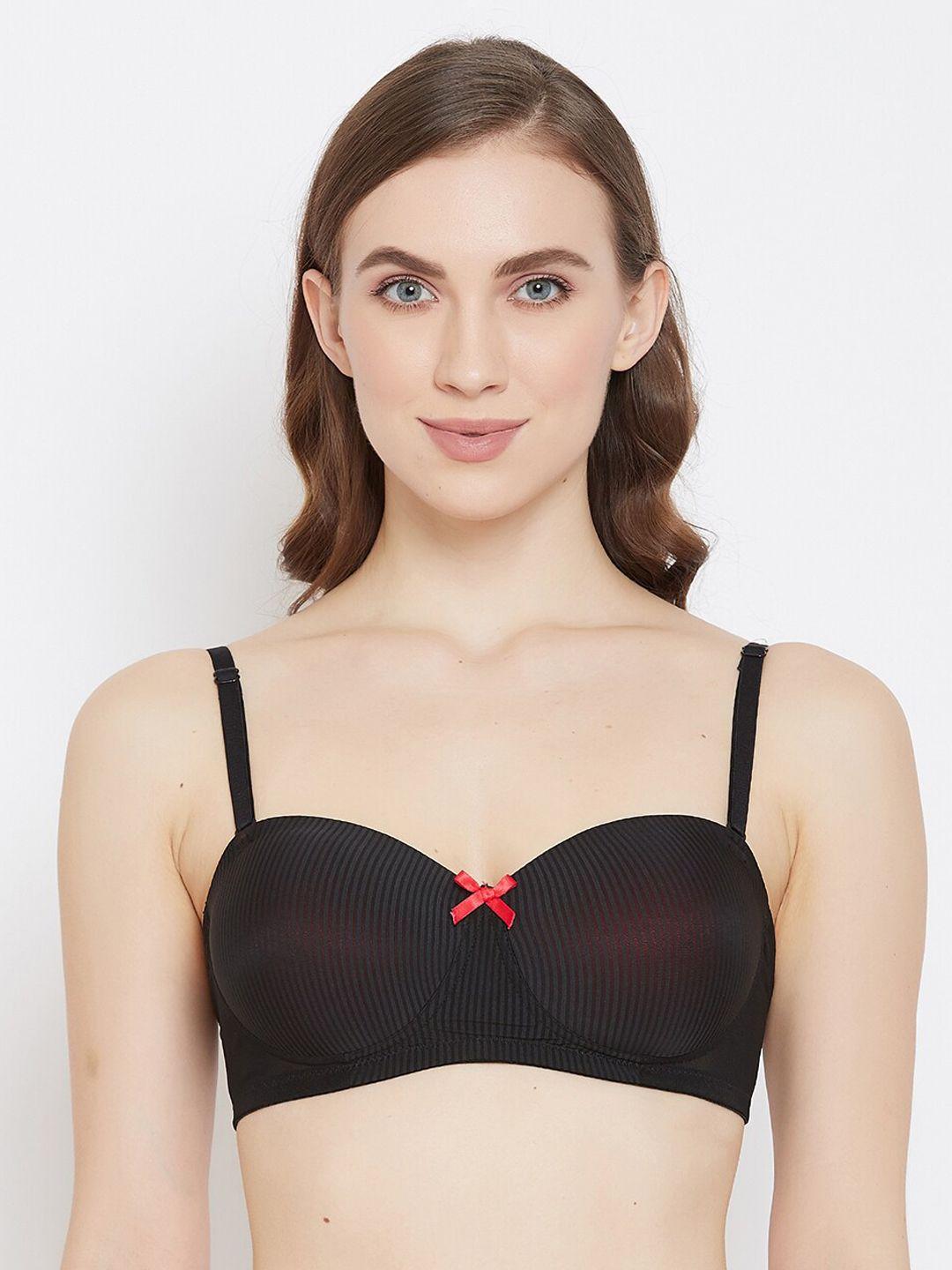 clovia black printed non-wired lightly padded balconette bra br2081p1336e