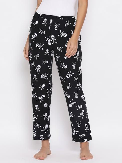 clovia black printed pyjamas