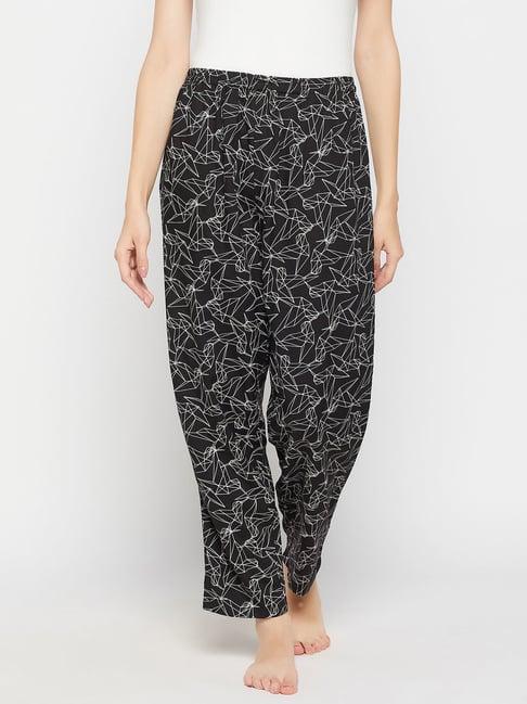 clovia black printed pyjamas