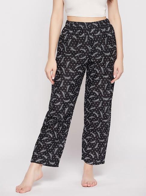 clovia black printed pyjamas