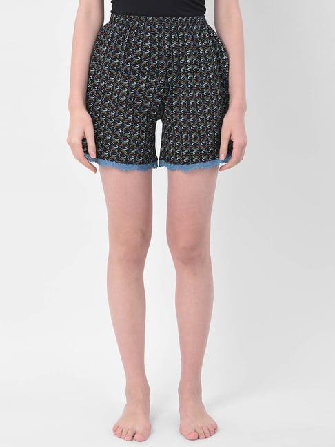 clovia black printed shorts