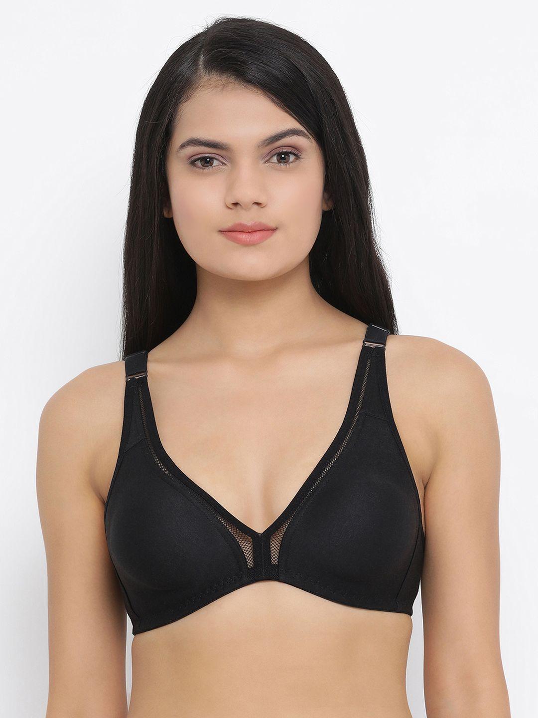 clovia black solid cotton non-padded tshirt bra br2048p1332b