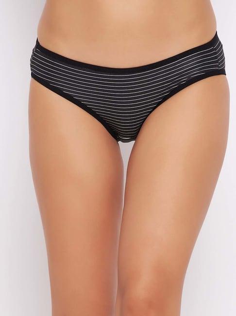 clovia black striped bikini panty