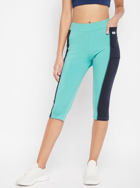 clovia blue color-block capris