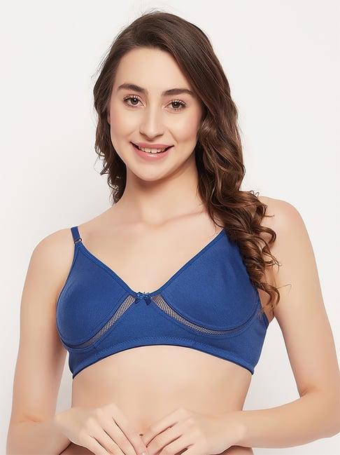 clovia blue cotton full coverage bra