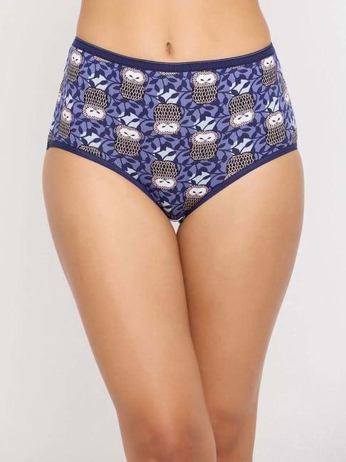 clovia blue cotton printed hipster panty