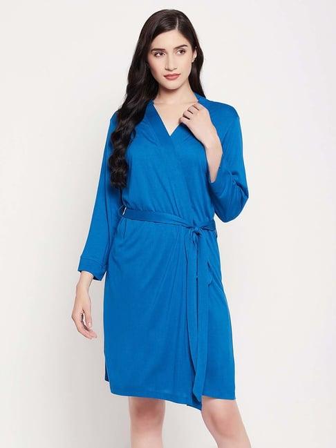 clovia blue cotton robe