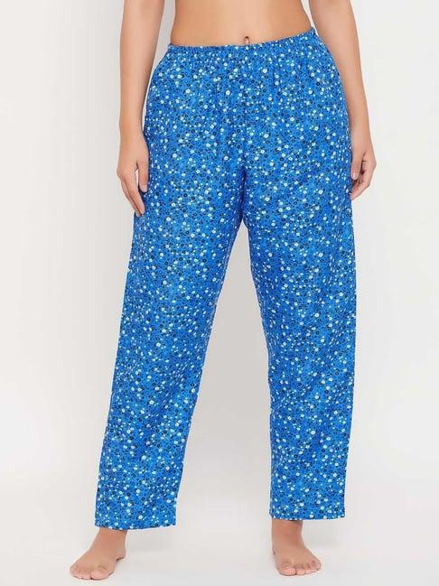 clovia blue floral print pyjamas