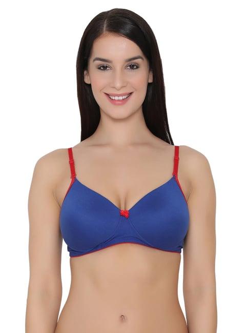 clovia blue full coverage non-wired t-shirt bra