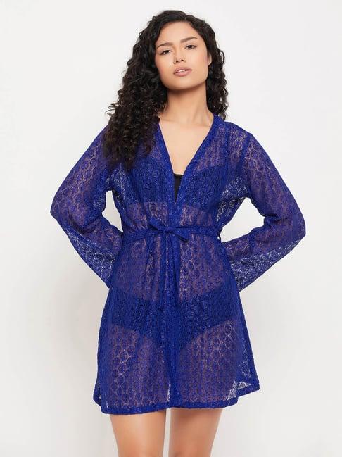 clovia blue lace robe