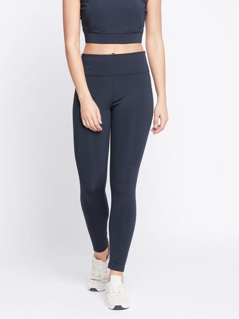 clovia blue mid rise sports tights