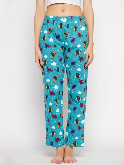 clovia blue printed pyjamas