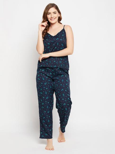 clovia blue printed top with pyjamas
