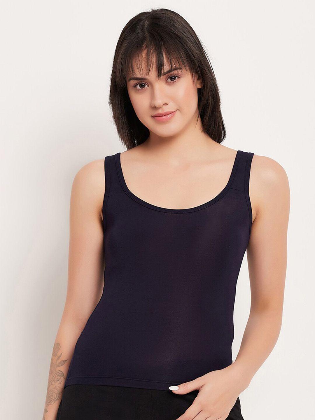 clovia blue scoop neck tank top