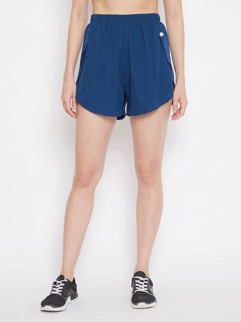 clovia blue slim fit shorts