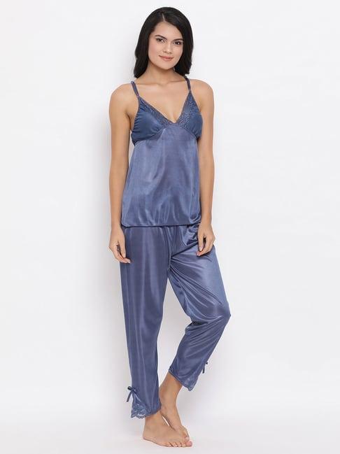 clovia blue top & pyjama set