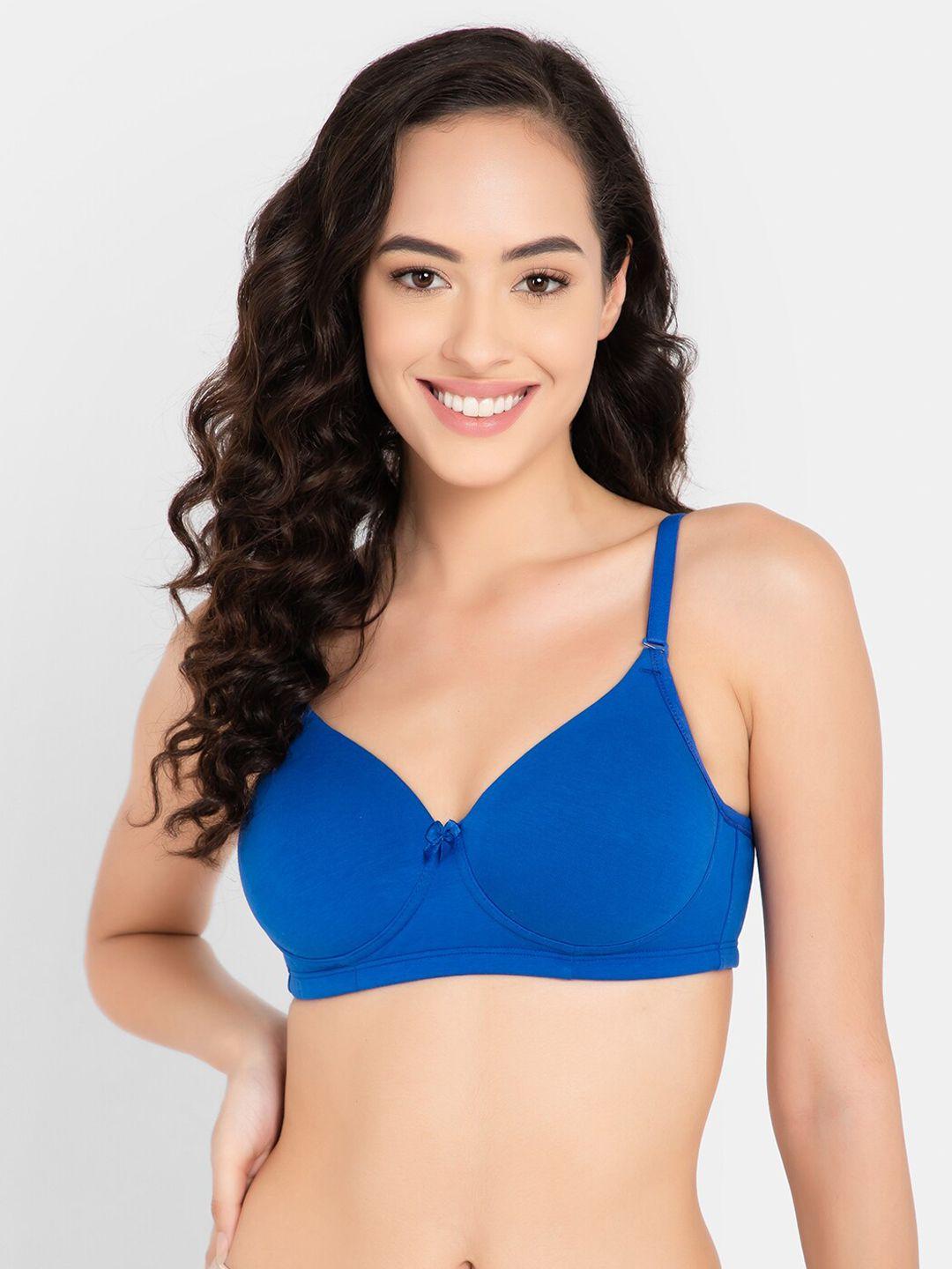 clovia bluelightly padded non-wired full cup multiway strap cotton t-shirt bra