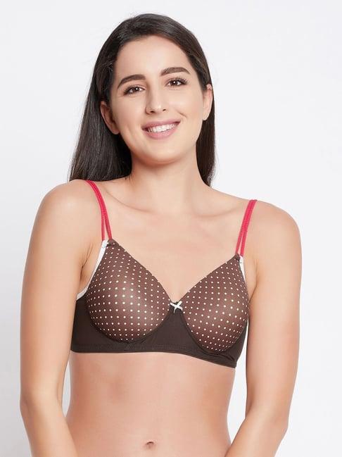 clovia brown polka dots t-shirt bra