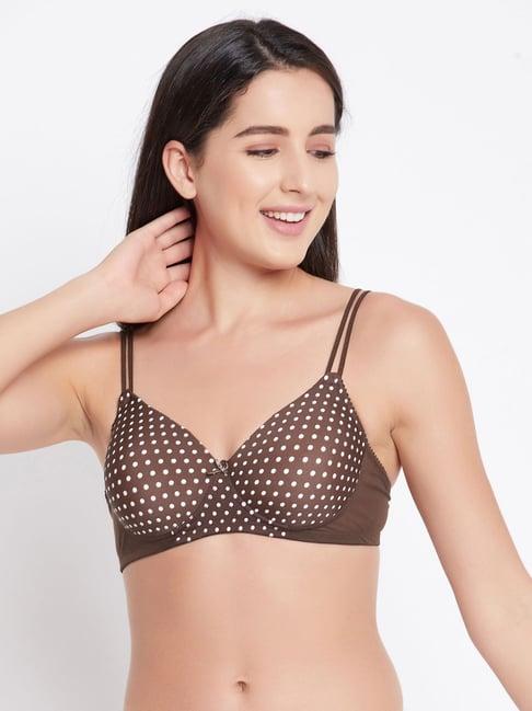 clovia brown polka dots t-shirt bra