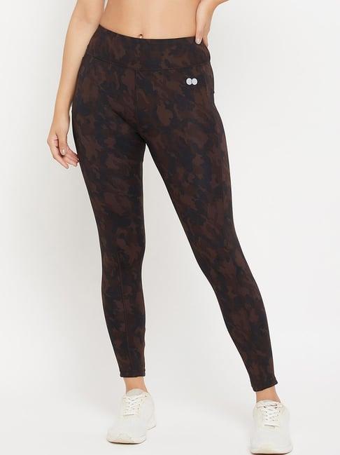 clovia brown printed sports tights