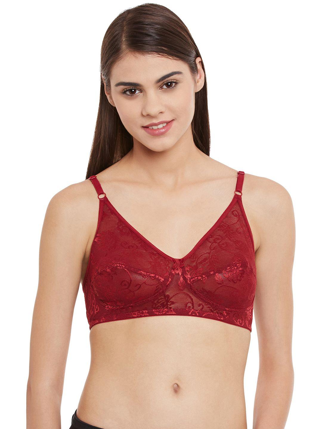 clovia chic non-padded wirefree bra in maroon