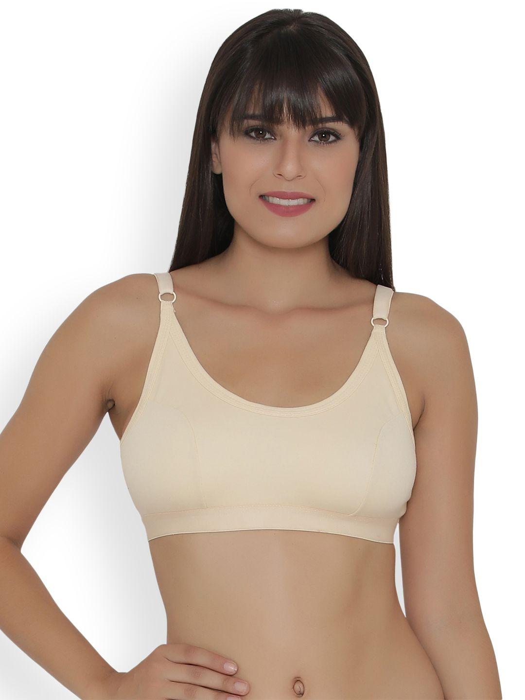 clovia cotton non-padded non-wired sports bra in nude