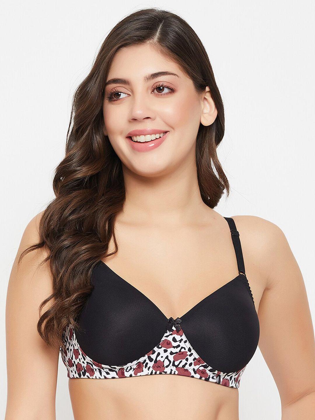 clovia floral printed full coverage lightly padded t-shirt bra with all day comfort