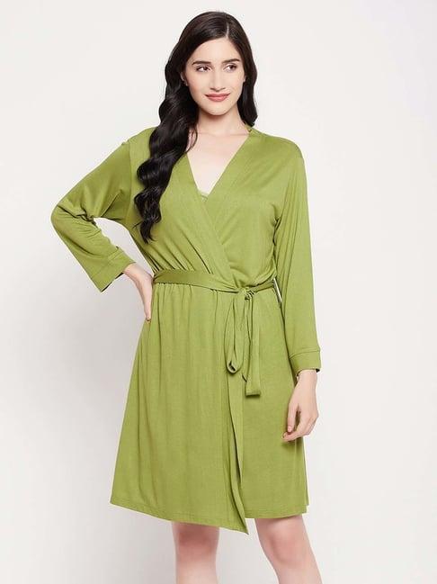 clovia green cotton robe