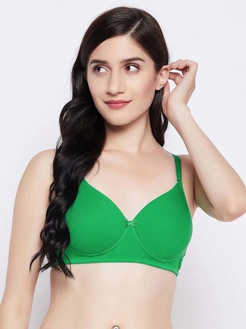 clovia green full coverage padded wireless t-shirt bra