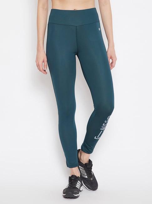 clovia green graphic print slim fit tights