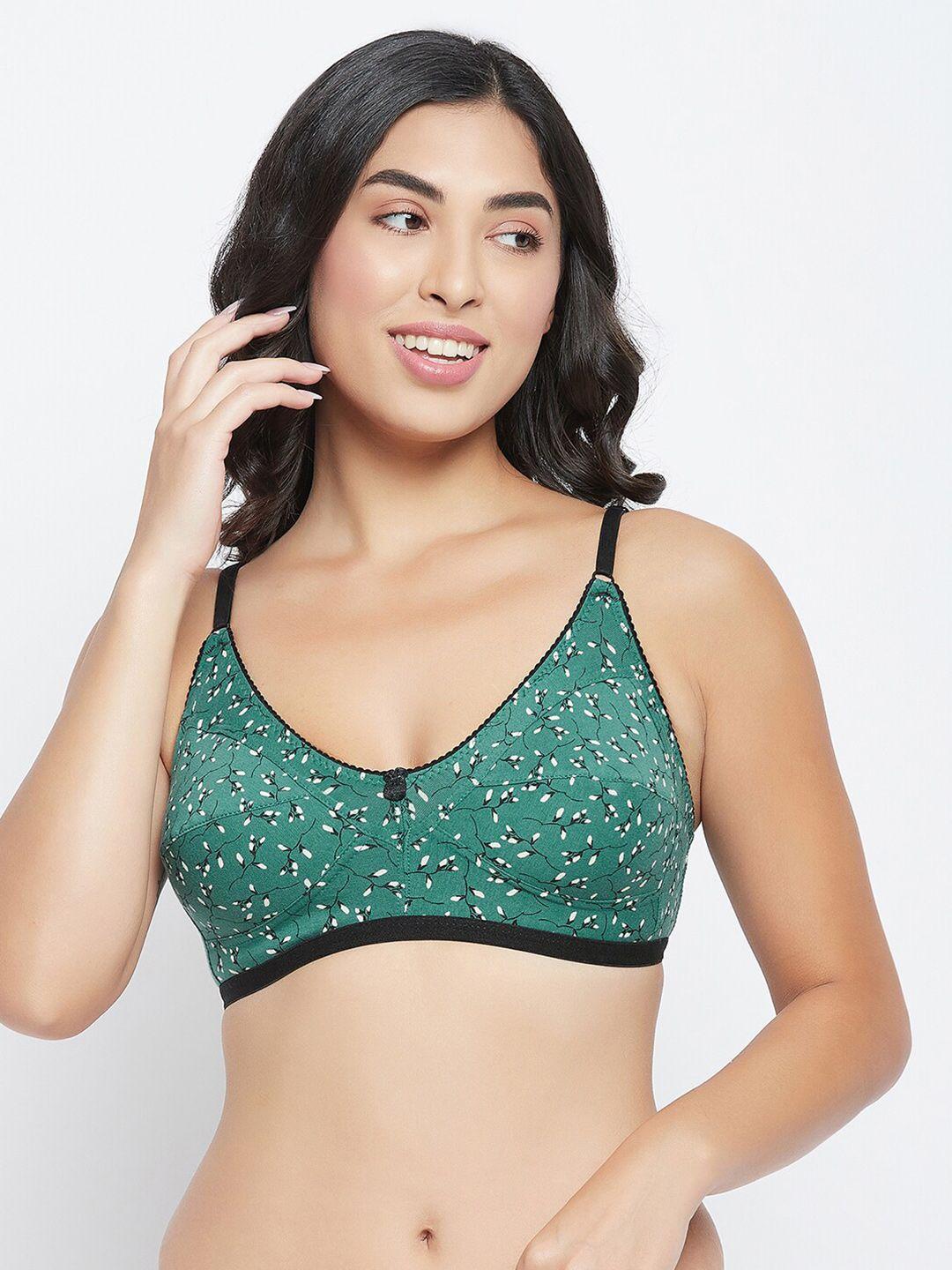 clovia green printed non padded everyday bra