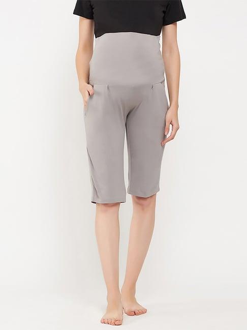 clovia grey cotton maternity lounge shorts