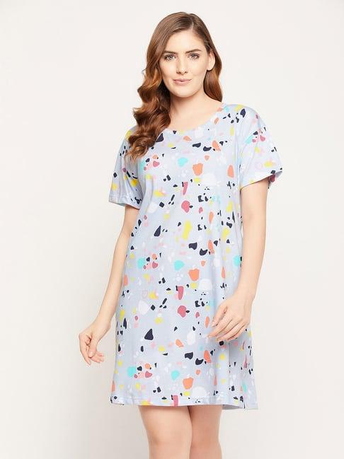 clovia grey printed night dress